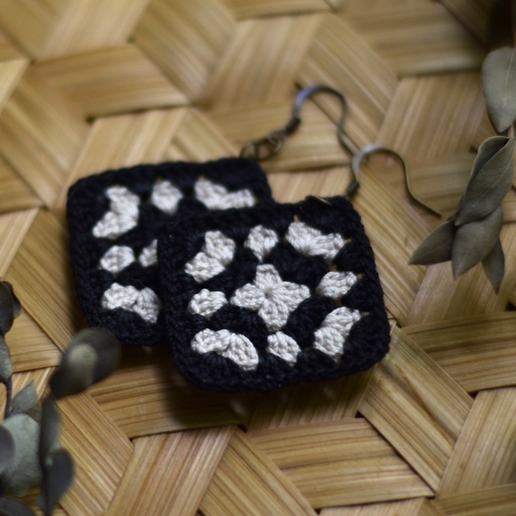 Black Boho Earrings - Picture 2 of 4